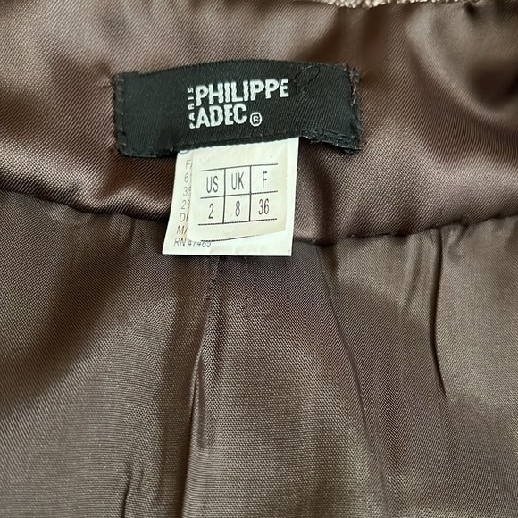 Philippe Adec Paris Brown Tweed Skirt Suite (Jacket is US 2/French 36-Skirt 4/38 - Picture 8 of 10